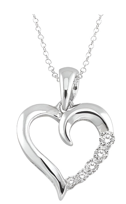 Parkplace Jewelers Silver Heart Shape Journey Diamond Fashion Pendant 86799PPSSSLPD