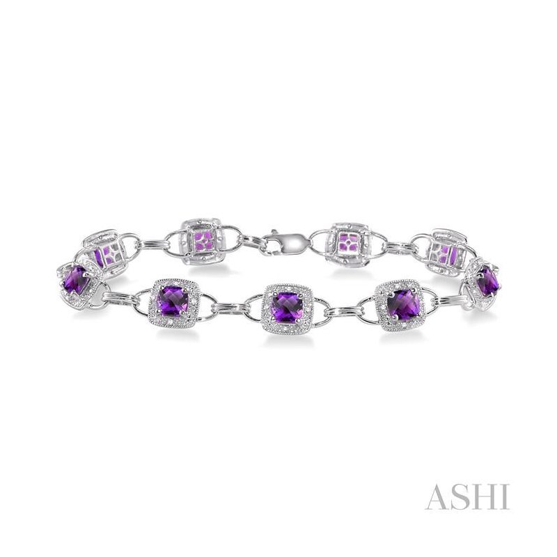 ASHI Cushion Shape Gemstone & Halo Diamond Bracelet 78270PPTSAMWG