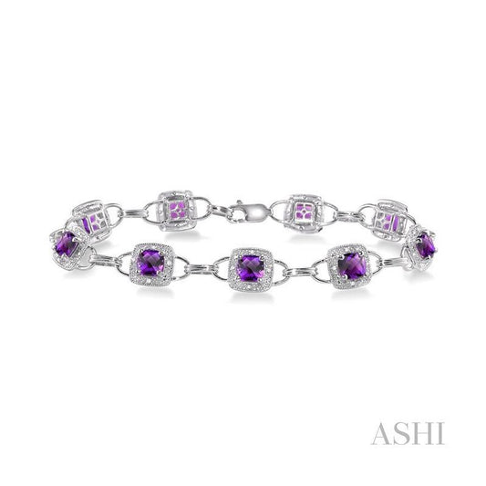 ASHI Cushion Shape Gemstone & Halo Diamond Bracelet 78270PPTSAMWG