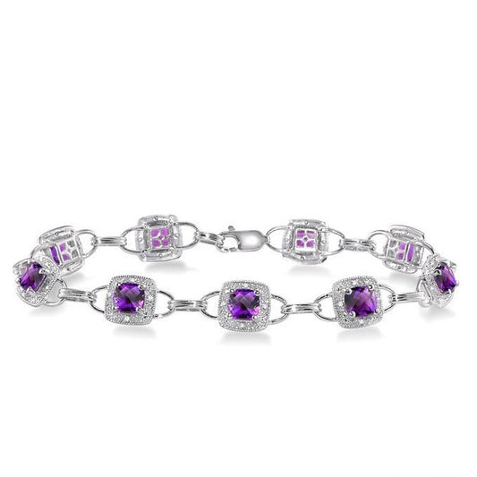 Parkplace Jewelers Cushion Shape Gemstone & Halo Diamond Bracelet 78270PPTSAMWG