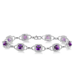 Parkplace Jewelers Cushion Shape Gemstone & Halo Diamond Bracelet 78270PPTSAMWG