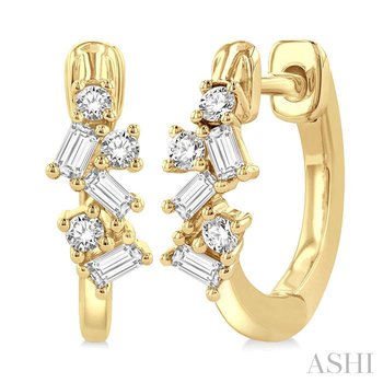 ASHI Scatter Baguette Diamond Petite Huggie Fashion Earrings 668W6PPFHERYG