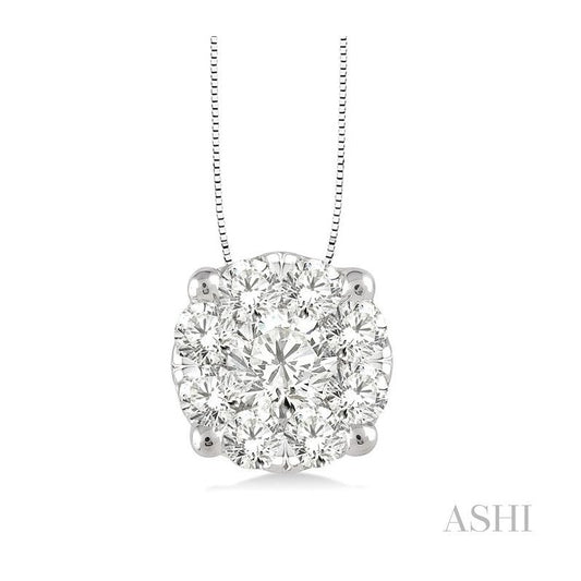 ASHI Round Shape Lovebright Essential Diamond Solitaire Pendant 91753PPFVPDWG