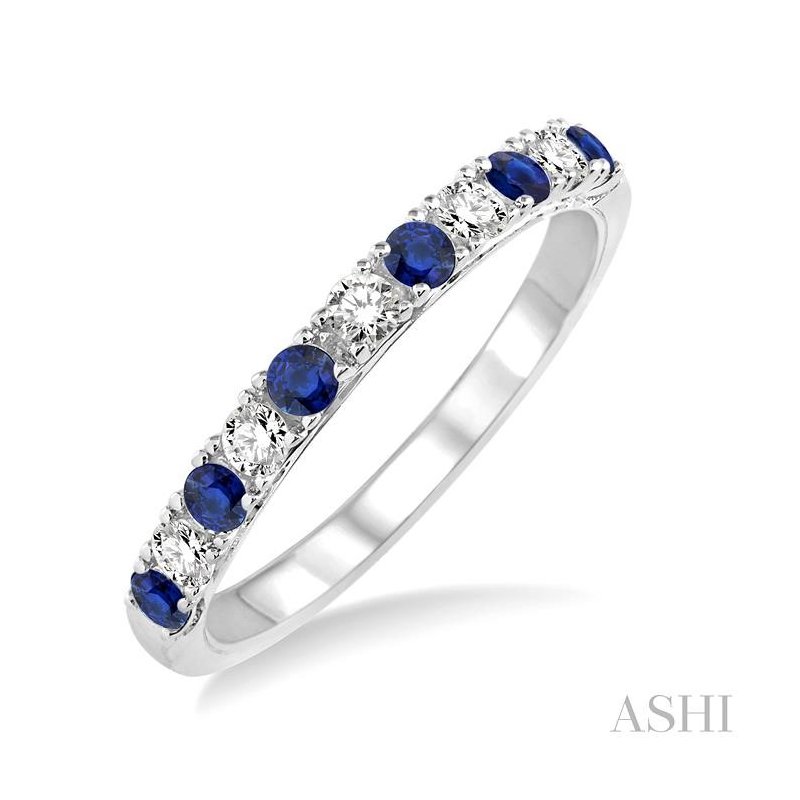 ASHI 11 Alternate Gemstone & Diamond Wedding Band 32847PPFHSPWG