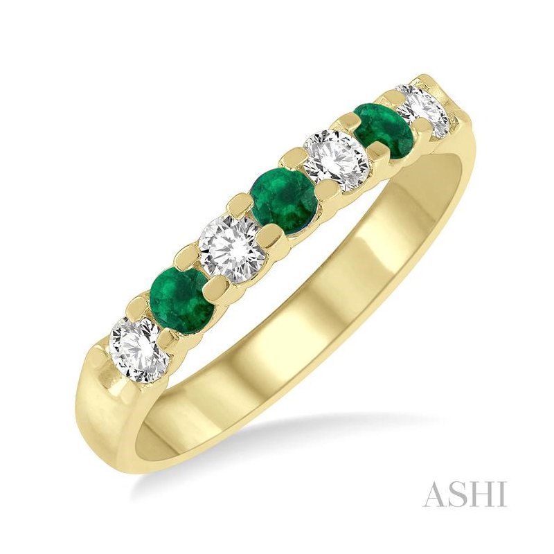 ASHI 7 Alternate Gemstone & Diamond Wedding Band 46484PPFGEMYG