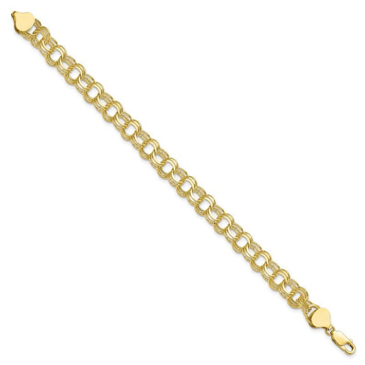 Quality Gold 10k Triple Link Charm Bracelet 10CH12