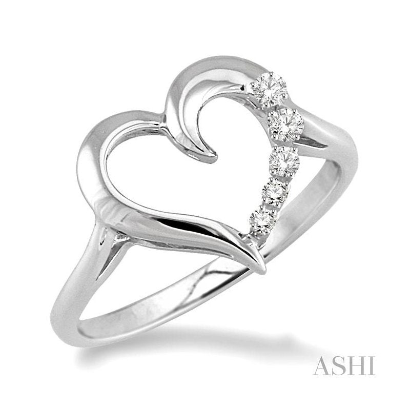 ASHI Silver Heart Shape Journey Diamond Fashion Ring 86799PPSSSLRG