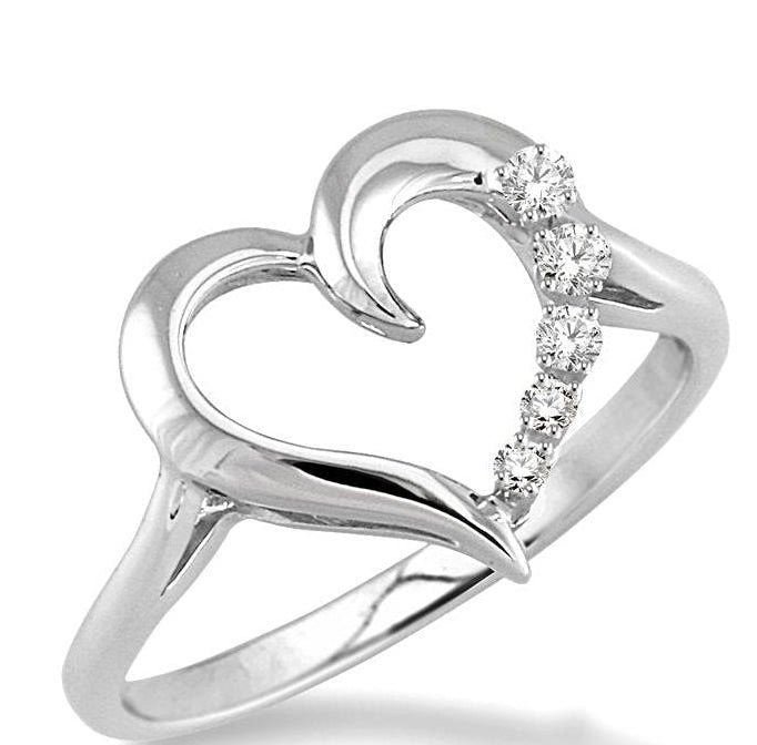 Parkplace Jewelers Silver Heart Shape Journey Diamond Fashion Ring 86799PPSSSLRG