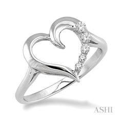 ASHI Silver Heart Shape Journey Diamond Fashion Ring 86799PPSSSLRG