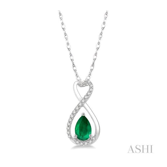 ASHI Pear Shape Gemstone & Diamond Pendant 57488PPTSPDEMWG