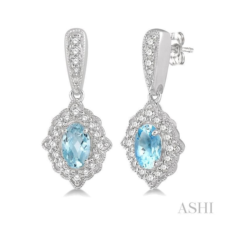 ASHI Oval Shape Gemstone & Halo Diamond Earrings 61226PPTSERAQWG
