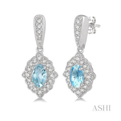 ASHI Oval Shape Gemstone & Halo Diamond Earrings 61226PPTSERAQWG
