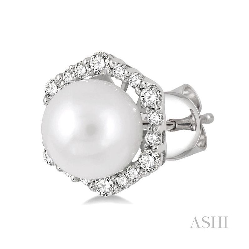 ASHI Pearl & Halo Diamond Fashion Earrings 56175PPFGERWPWG