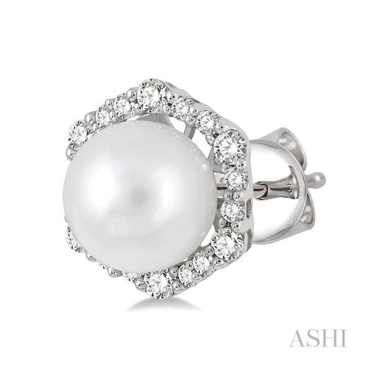 ASHI Pearl & Halo Diamond Fashion Earrings 56175PPFGERWPWG
