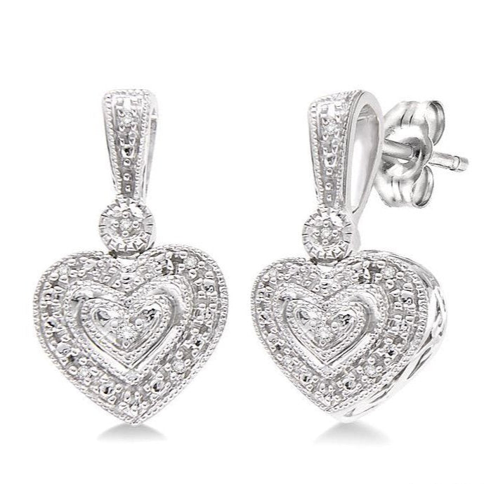 Parkplace Jewelers Silver Heart Shape Diamond Fashion Earrings 86059PPSSSLER