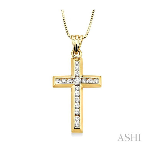 ASHI Channel Set Cross Diamond Pendant 95113PPFNPD