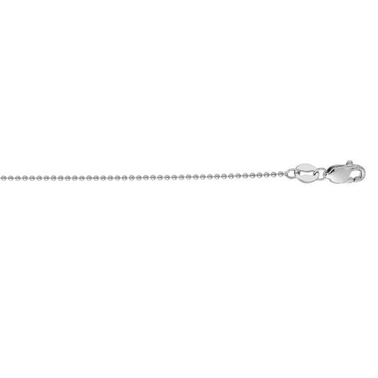 Royal Chain 14K 16in White Gold Bead Chain with Lobster Clasp WSBD050