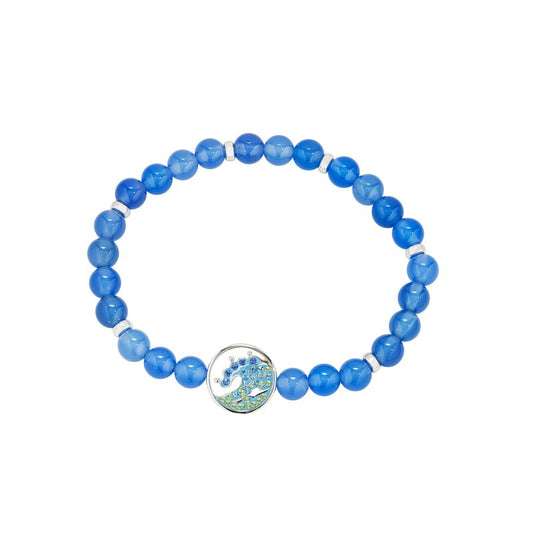 Ocean blue agate wave stretch bracelet