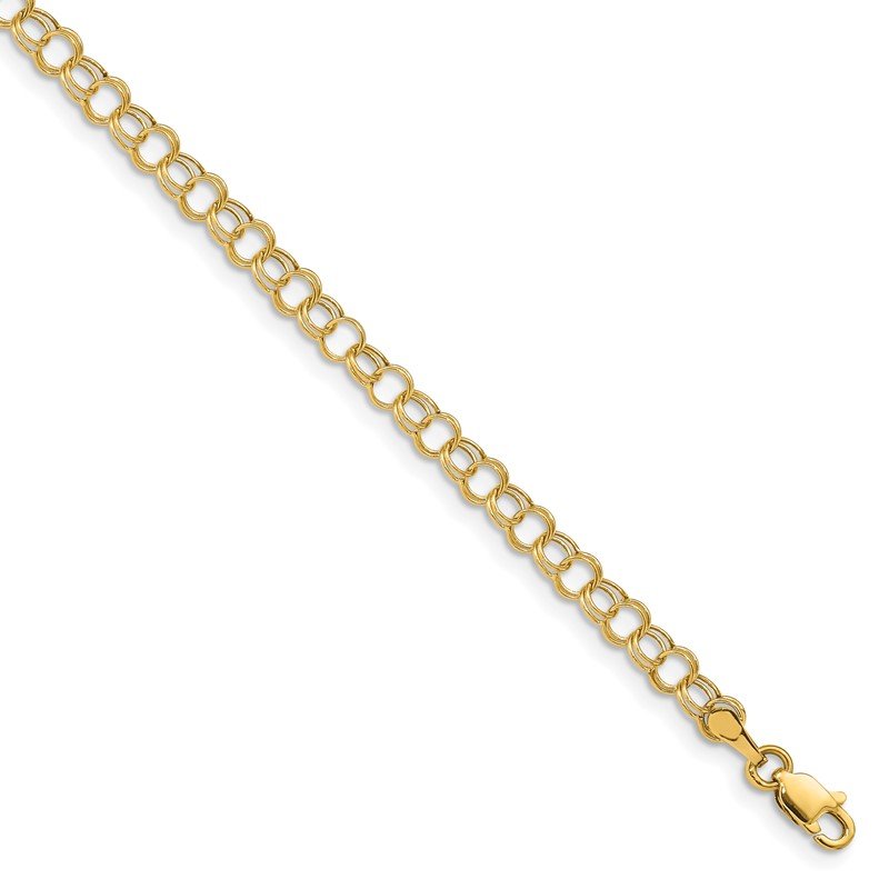 Quality Gold 14k Hollow Double Link Charm Bracelet DO350