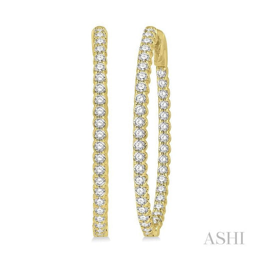 ASHI Inside-Out Diamond Oval Hoop Earrings 624B0PPFGERYG-1.50