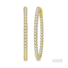 ASHI Inside-Out Diamond Oval Hoop Earrings 624B0PPFGERYG-1.50