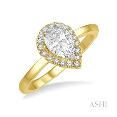 ASHI Pear Shape Halo Diamond Engagement Ring 260L5PPFHYW-LE