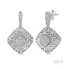 ASHI Silver Cushion Shape Diamond Earrings 87679PPSSSLER