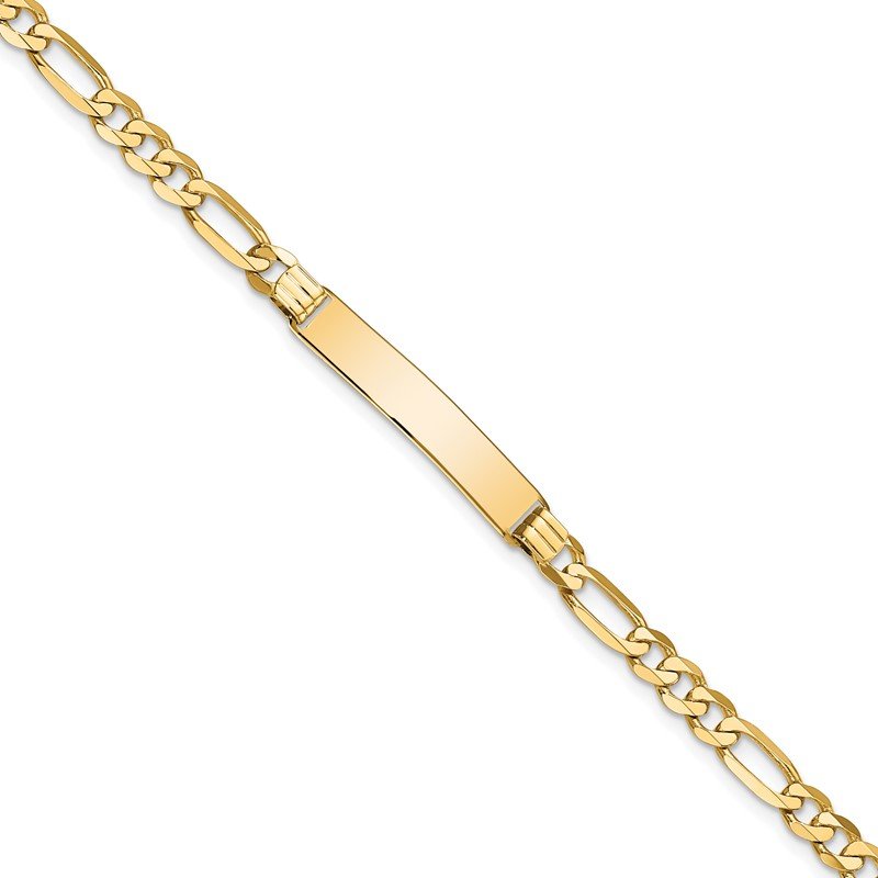 Quality Gold 14k Flat Figaro Link ID Bracelet LID76