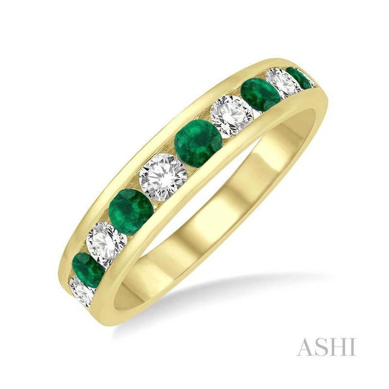 ASHI Channel Set Alternate Gemstone & Diamond Wedding Band 46493PPFGEMYG