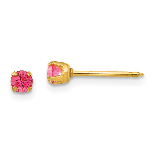 102E Inverness 14k 3mm October Crystal Birthstone Post Earrings