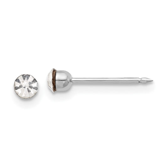 1040E Inverness 14K White Gold 3mm Crystal Post Earrings