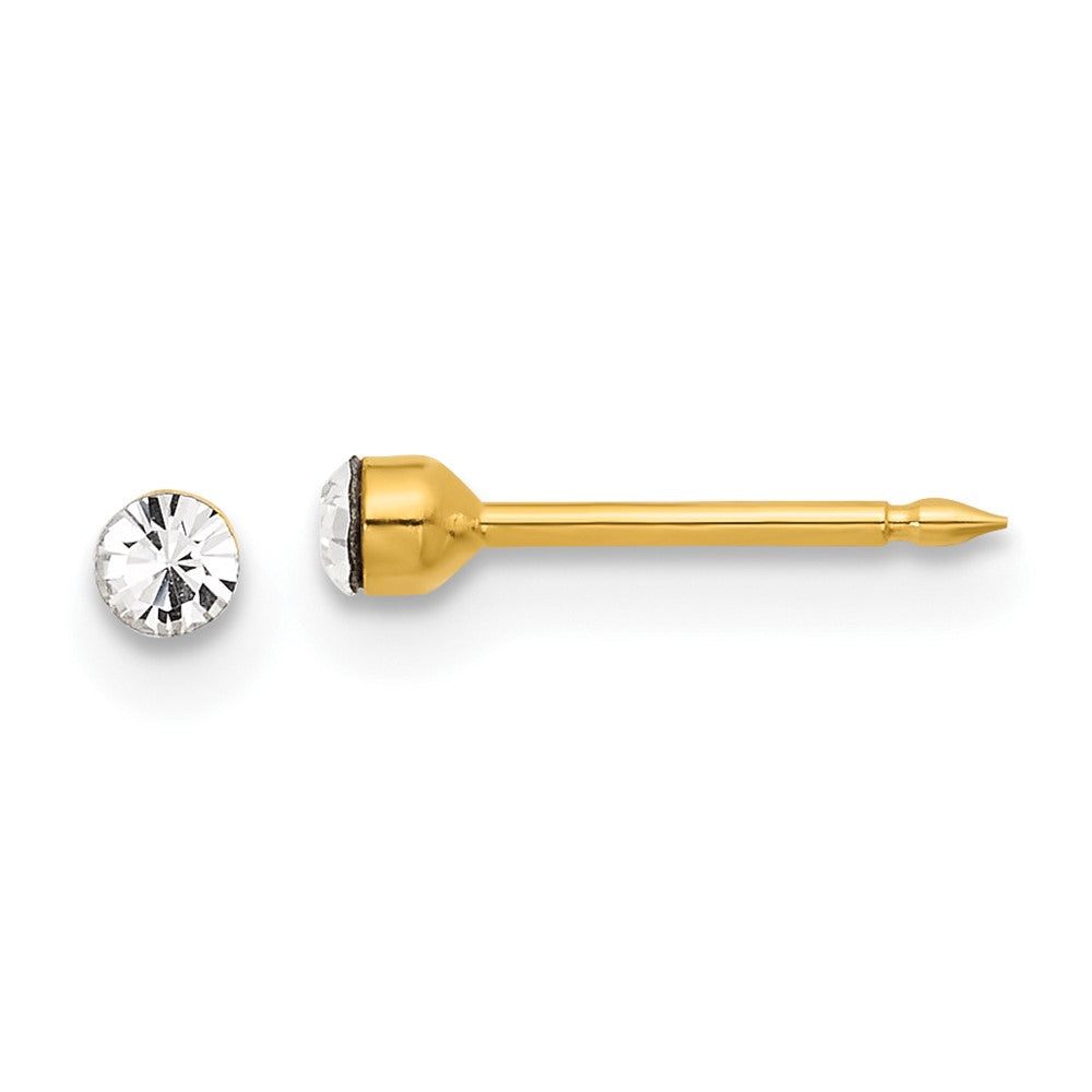 1046E Inverness 14K Polished 2.4mm Crystal Post Earrings