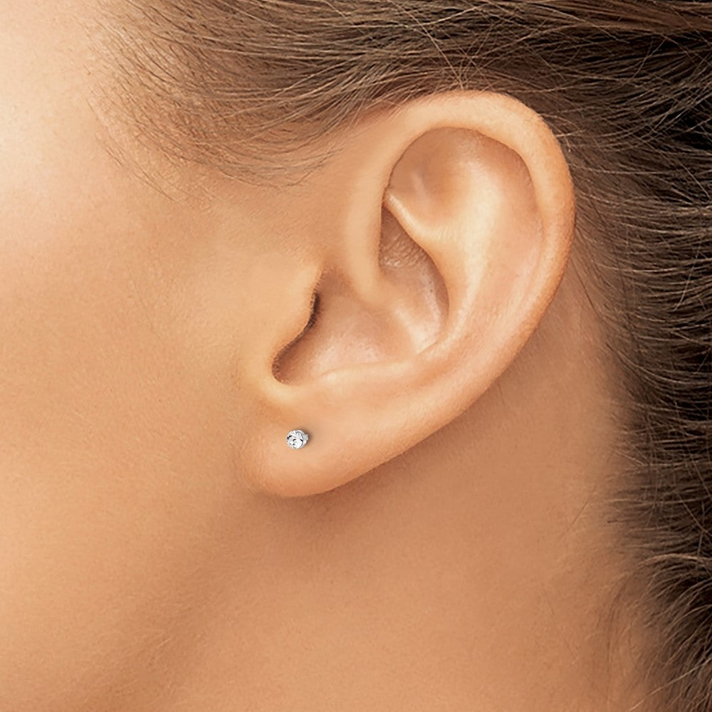 1046EW Inverness 14K White Gold Polished 2.4mm Crystal Post Earrings