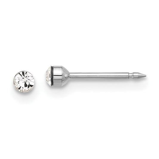 1046EW Inverness 14K White Gold Polished 2.4mm Crystal Post Earrings