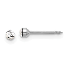 1046EW Inverness 14K White Gold Polished 2.4mm Crystal Post Earrings