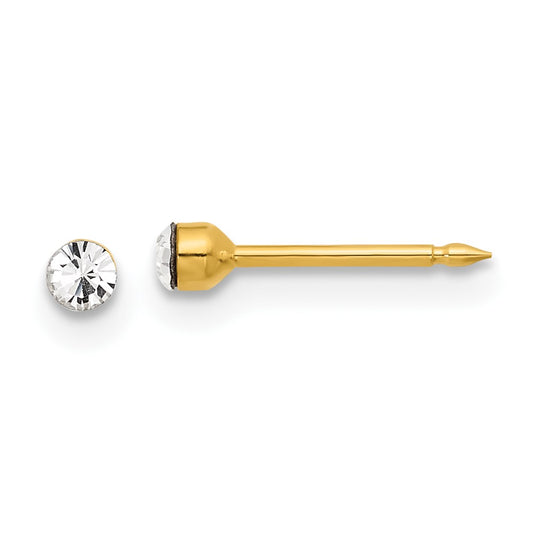 1046E Inverness 14K Polished 2.4mm Crystal Post Earrings