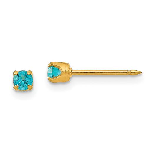 104E Inverness 14k 3mm December Crystal Birthstone Post Earrings