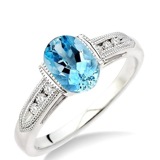 Parkplace Jewelers Oval Shape Gemstone & Diamond Ring 51258PPFXAQWG