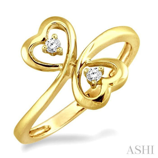 ASHI Twin Heart Shape 2 Stone Diamond Fashion Ring 10699PPFXYG