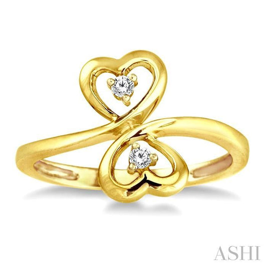 ASHI Twin Heart Shape 2 Stone Diamond Fashion Ring 10699PPFXYG