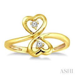 ASHI Twin Heart Shape 2 Stone Diamond Fashion Ring 10699PPFXYG