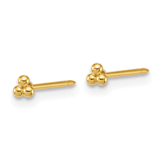 1074E Inverness 14k Polished 3mm Triple Ball Post Piercing Earrings