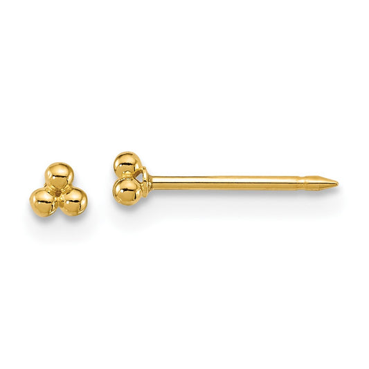 1074E Inverness 14k Polished 3mm Triple Ball Post Piercing Earrings
