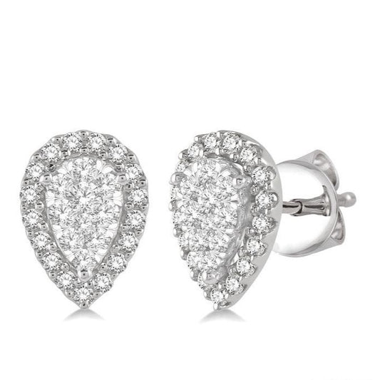 Parkplace Jewelers Pear Shape Halo Lovebright Essential Diamond Earrings 917B5PPFHERWG
