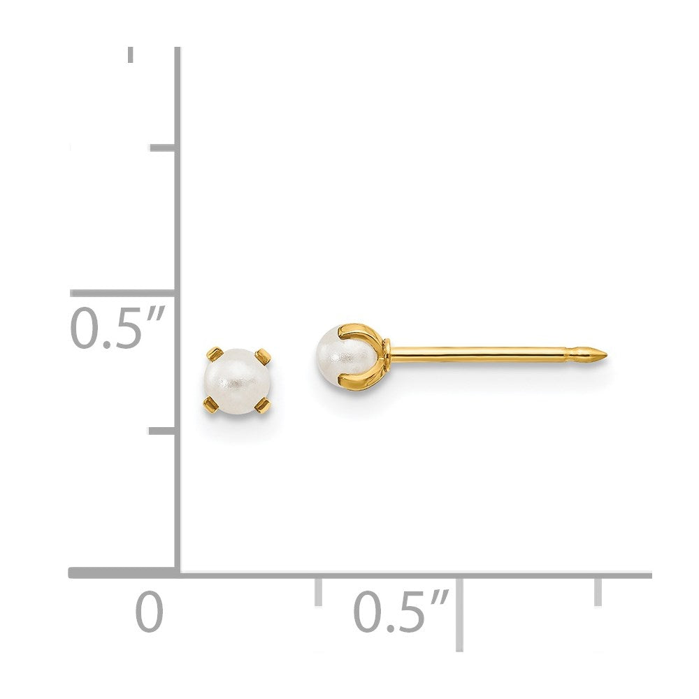 108E Inverness 14k 3mm Simulated Pearl Post Earrings