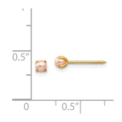 109E Inverness 14k 3mm Pink Simulated Pearl Post Earrings