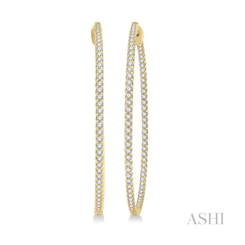 ASHI Inside-Out Diamond Hoop Earrings 629C0PPFGERYG-3.00