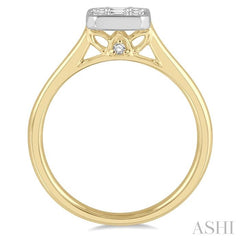 ASHI Emerald Shape Bezel Set Fusion Diamond Ring 110D3PPFGYW