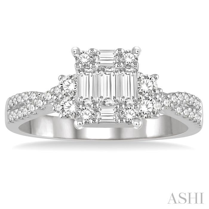 ASHI Emerald Shape Fusion Diamond Engagement Ring 110E2PPFHWG