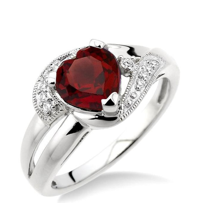 Parkplace Jewelers Silver Heart Shape Gemstone & Diamond Fashion Ring 88179PPSSGTSLRG